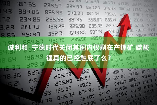 诚利和  宁德时代关闭其国内仅剩在产锂矿 碳酸锂真的已经触底了么？