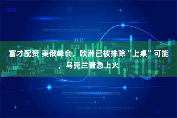 富才配资 美俄峰会，欧洲已被排除“上桌”可能，乌克兰着急上火